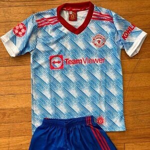 Ronaldo Manchester United Home Team Uniform Jersey & Short Set Champion BLUE